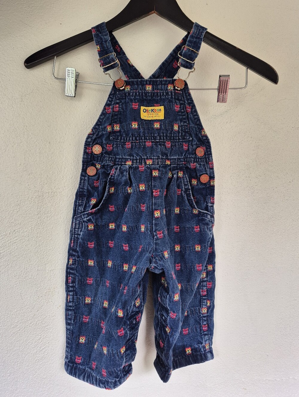 Vintage Animal Faces Osh Kosh Overalls Size 18 Months Cotton Made In USA